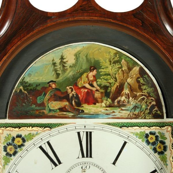 Antique Georgian Painted Dial Grandfather Clock 