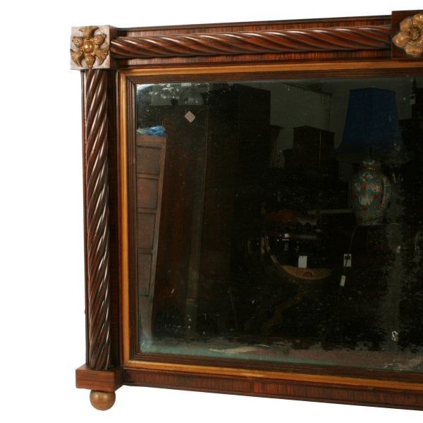 Antique Regency Rosewood Overmantel Mirror 