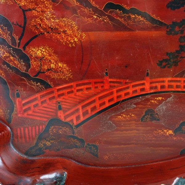 Antique Japanese Lacquered Root Wood Tray 