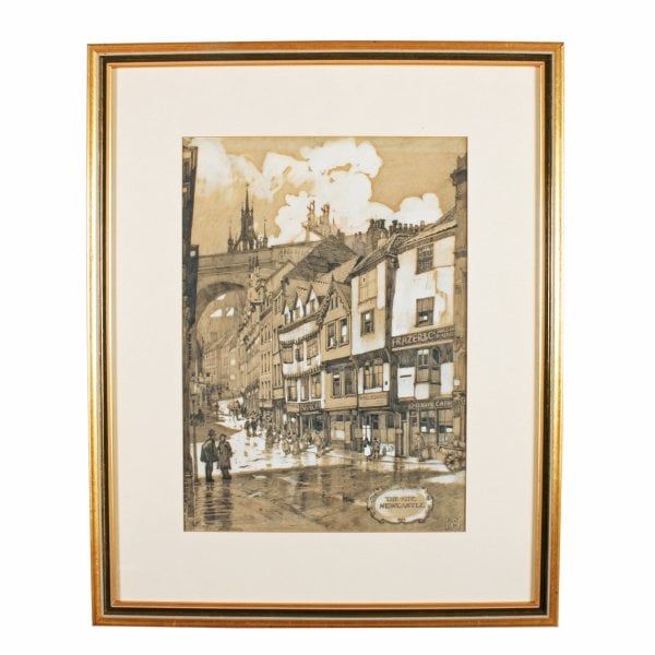 Antique Two Lithograph Prints of Newcastle 