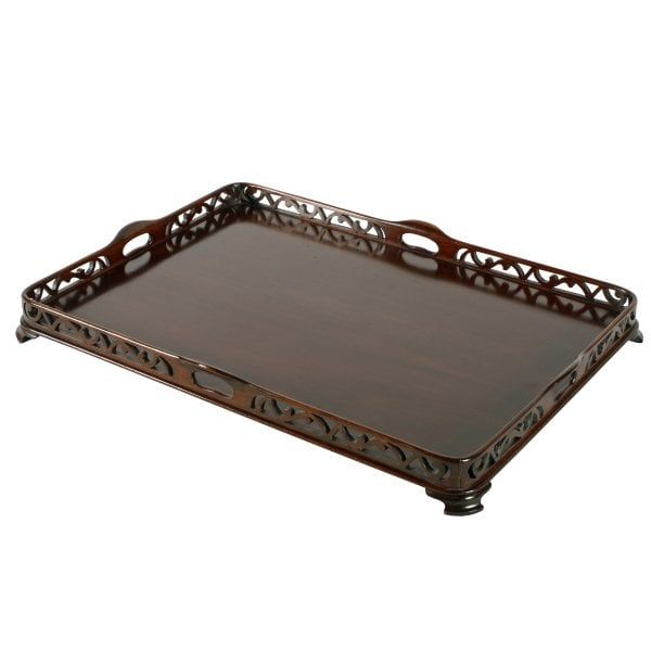 Antique Chippendale Style Mahogany Tray 