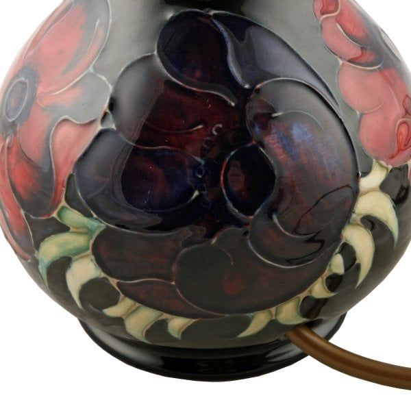 Antique Moorcroft Pansy Pattern Table Lamp 