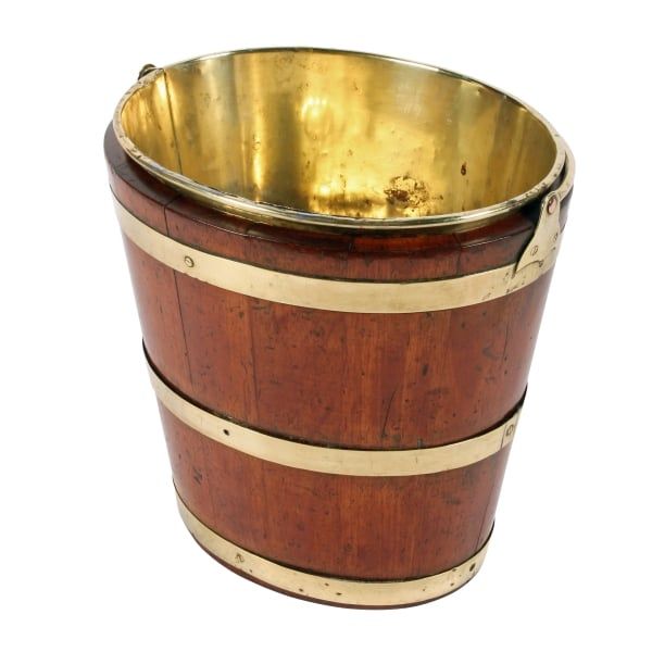 Antique Dutch Mahogany & Brass Bucket 