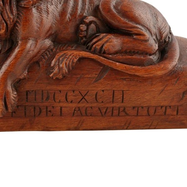 Antique Carved Wood Lion of Lucerne 