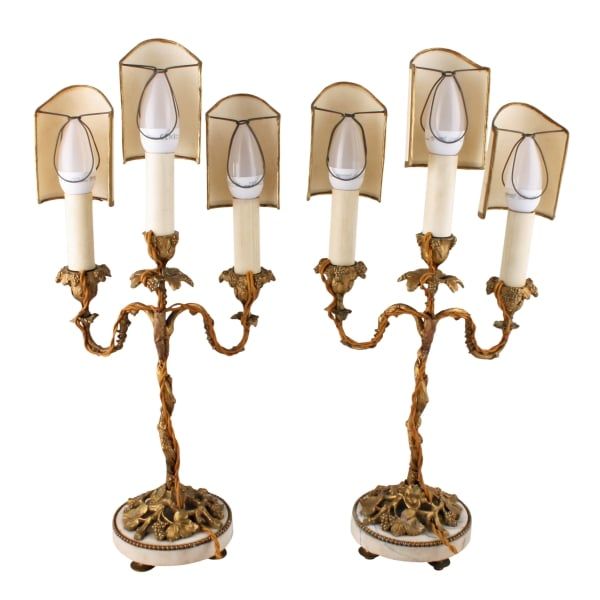Antique Pair of Ormolu Candelabra Lamps 