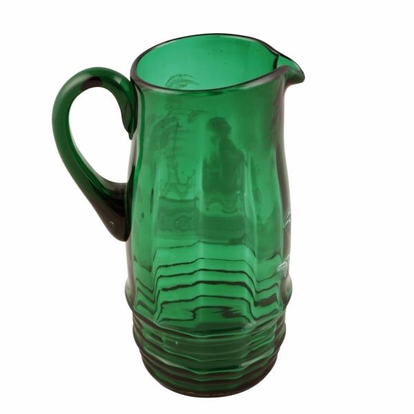 Antique Mary Gregory Green Glass Jug 