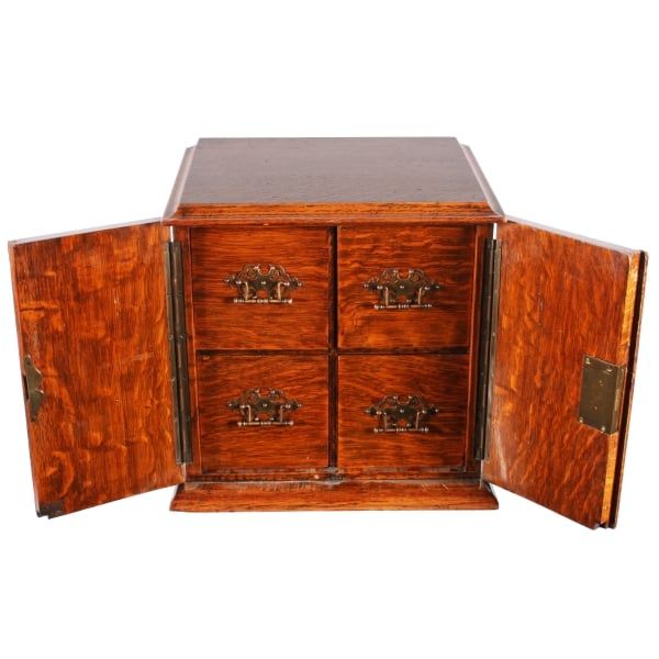 Antique Victorian Oak Collector's Cabinet 