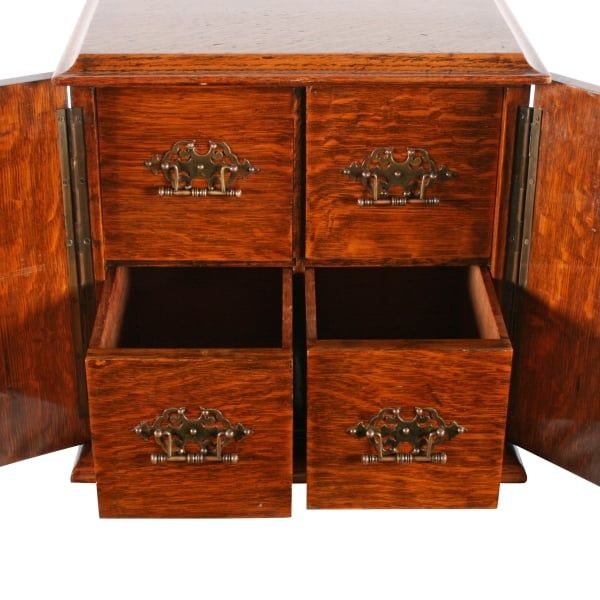 Antique Victorian Oak Collector's Cabinet 