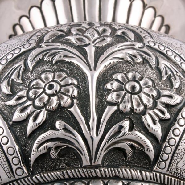 Antique Continental Embossed Silver Vase 
