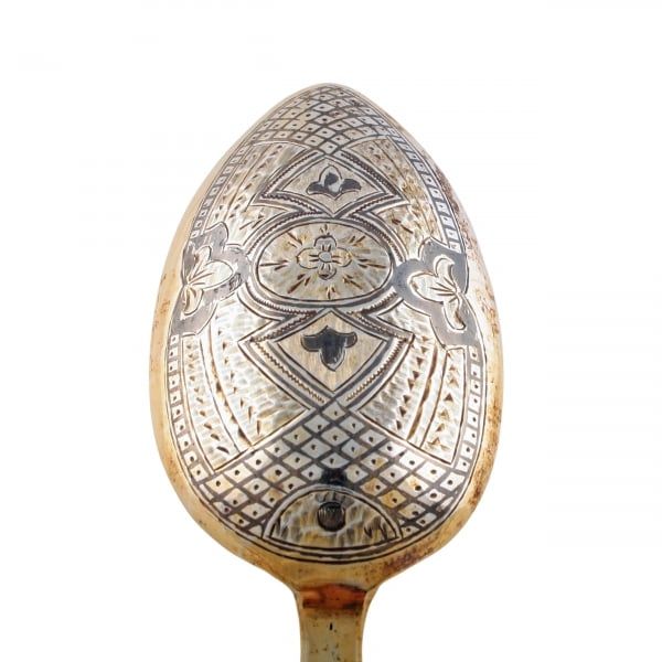 Antique Russian Silver Gilt Spoon 