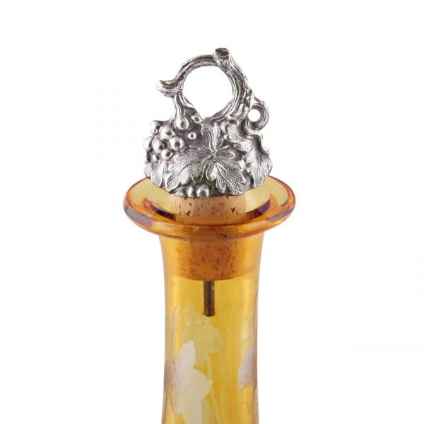 Antique Amber Glass Wine Decanter 