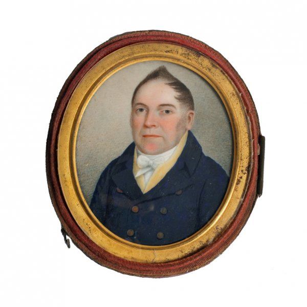 Antique Georgian Oil Painted Miniature Portrait 