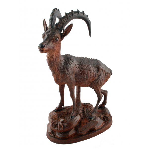 Antique Pair of Carved Wood Antelope 