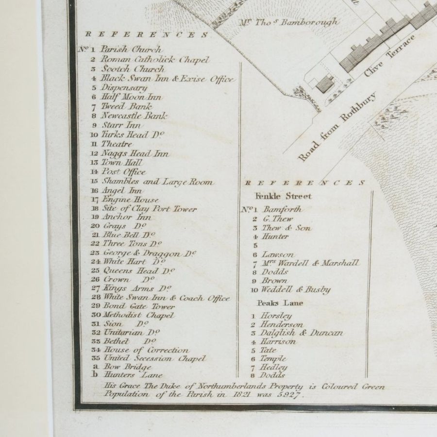 Antique George IV Plan of Alnwick 