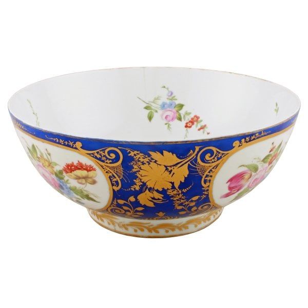 Antique Large 19th Century Porcelain Punch Bowl 