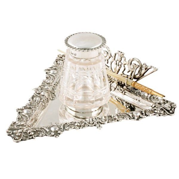 Victorian Sterling Silver Inkwell Stand