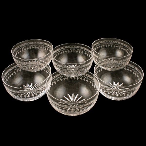 Antique Set of Six Victorian Finger Bowls 