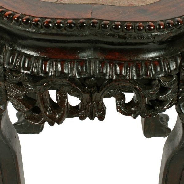 Antique Chinese Rosewood Marble Top Stand 