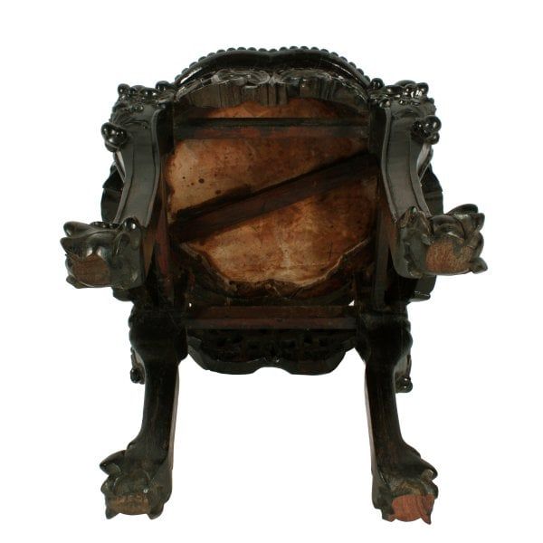 Antique Chinese Rosewood Marble Top Stand 