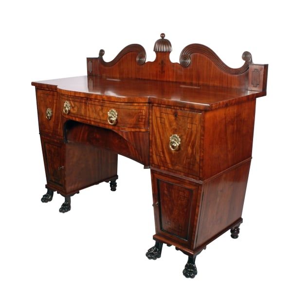 Antique Regency Mahogany Pedestal Sideboard 