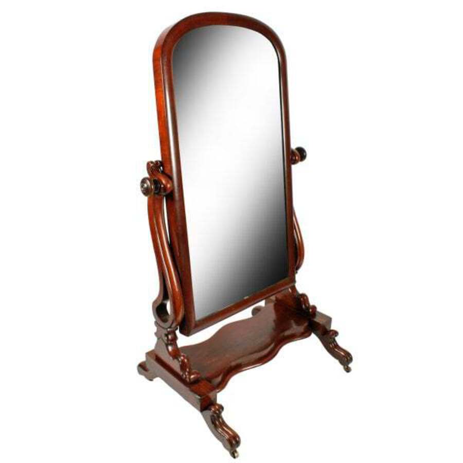 Antique Victorian Mahogany Cheval Mirror 