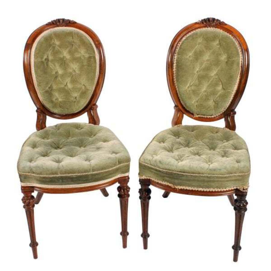 Antique Pair of Walnut Cameo Back Chairs SOLD 