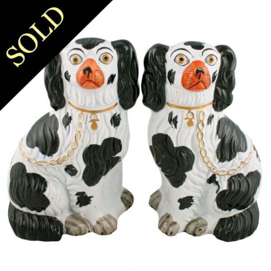 Pair of Victorian Staffordshire Pottery Dogs 
