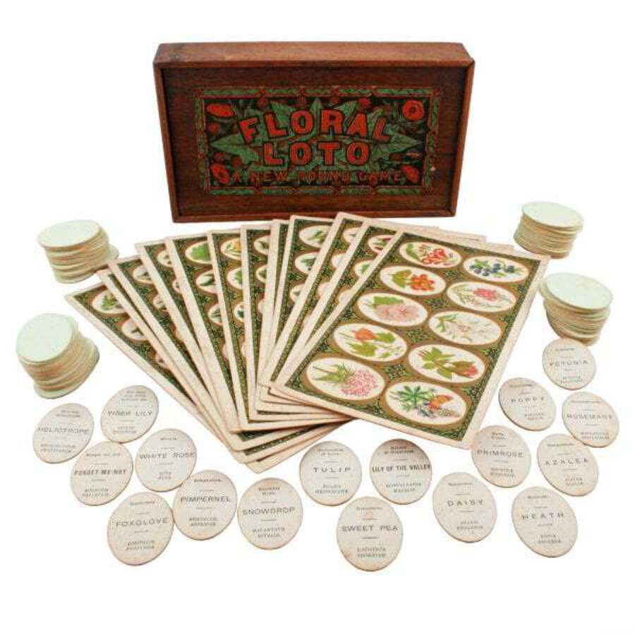 Antique 19th C Jaques Floral Lotto Game 