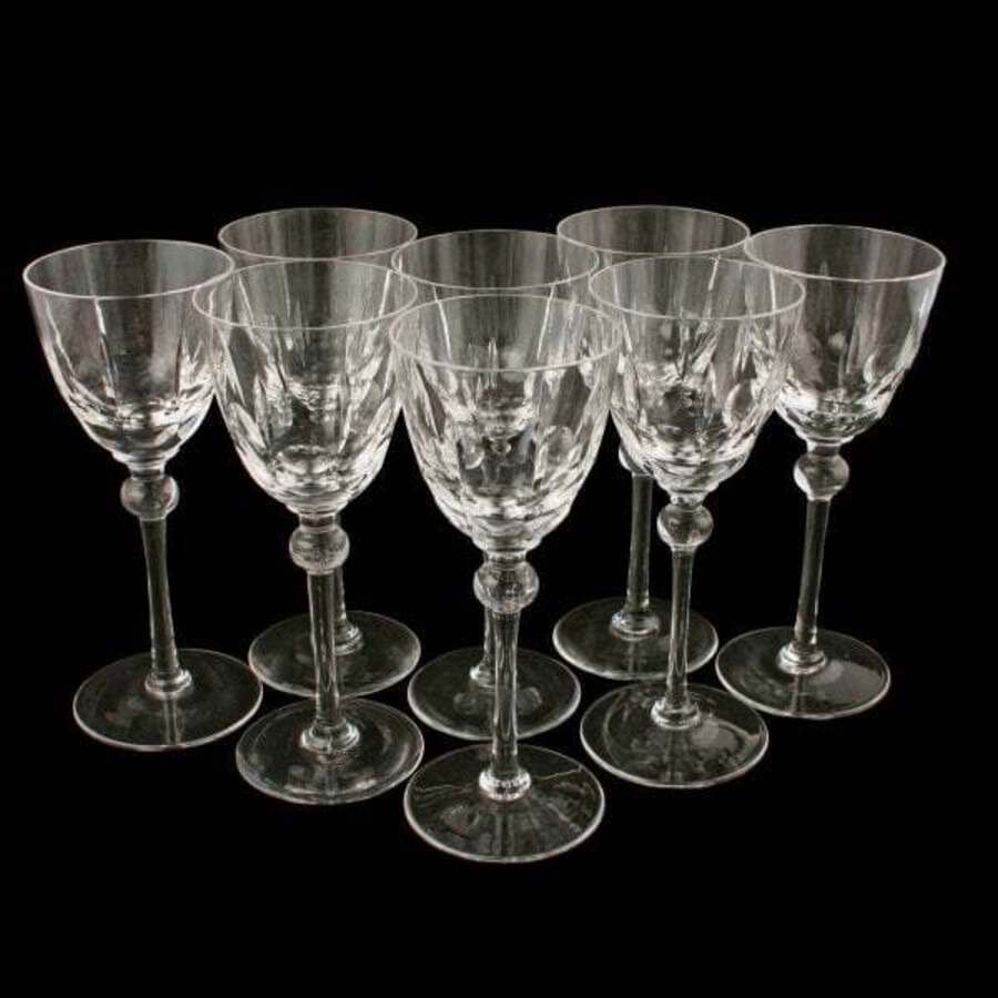 Antique Set of Eight White Wine Glasses 