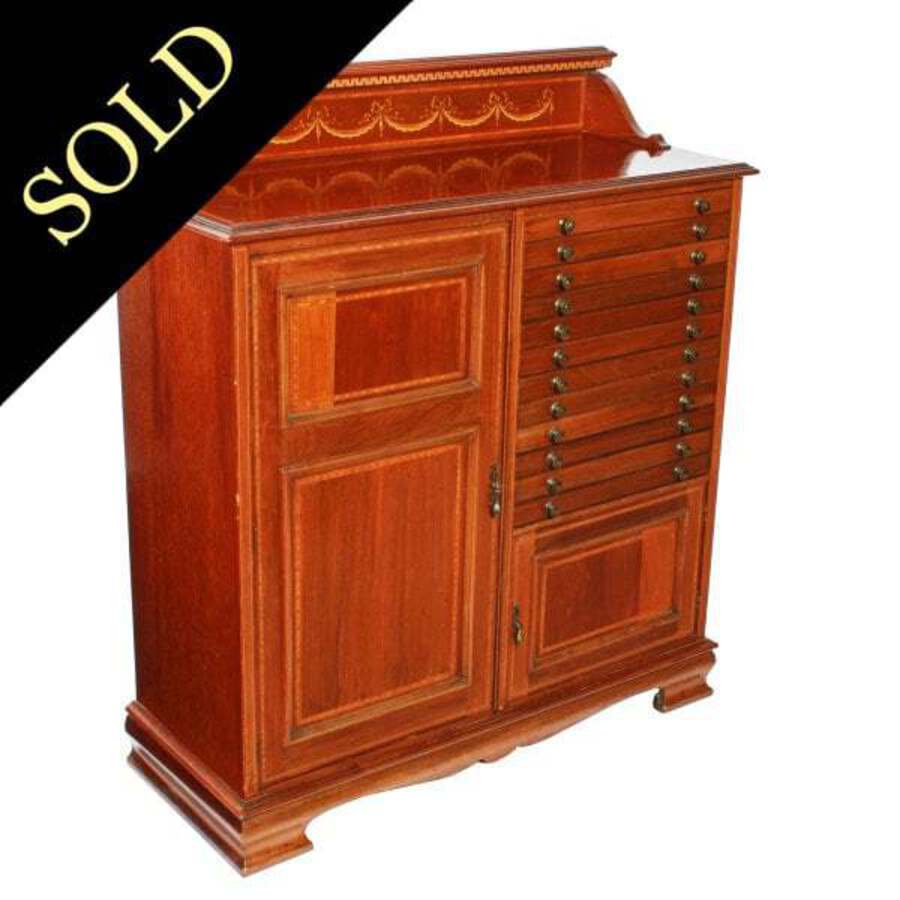 Antique Edwardian Inlaid Collector's Cabinet 