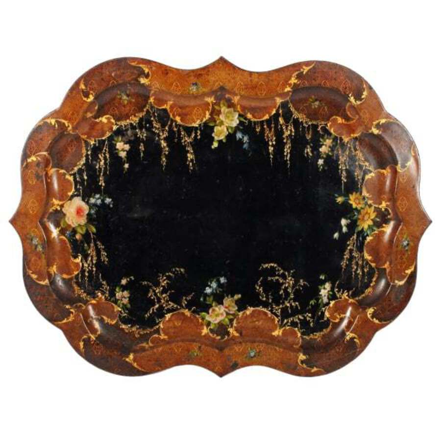Antique Large Victorian Toleware Tray 