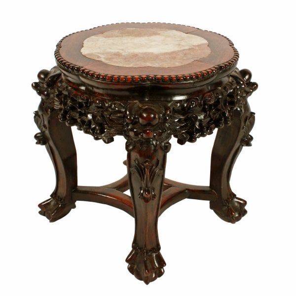 Chinese Rosewood Marble Top Stand 