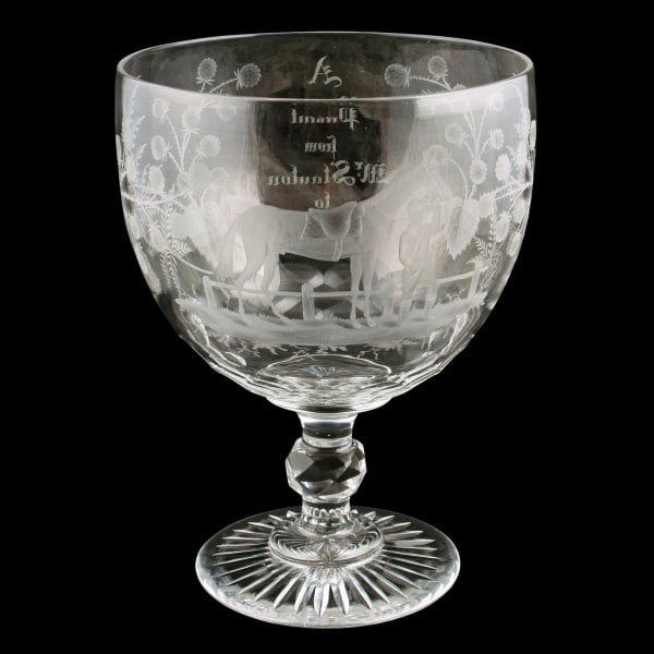 Large Race Horse Engraved Goblet 