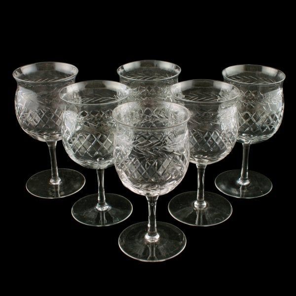 Six Edwardian 'Webb' Wine Glasses 