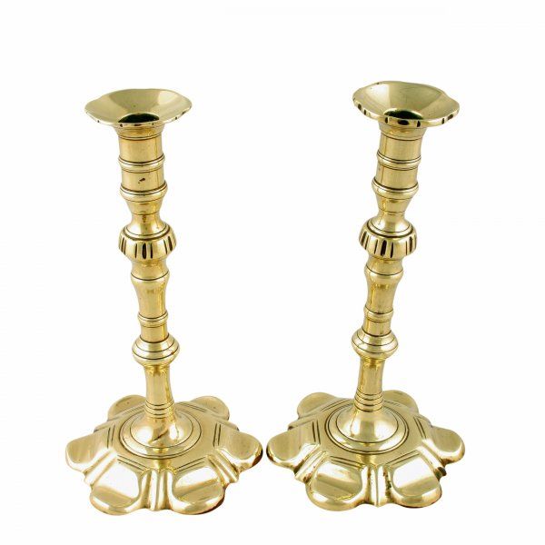 Pair of Petal Base Candlesticks 