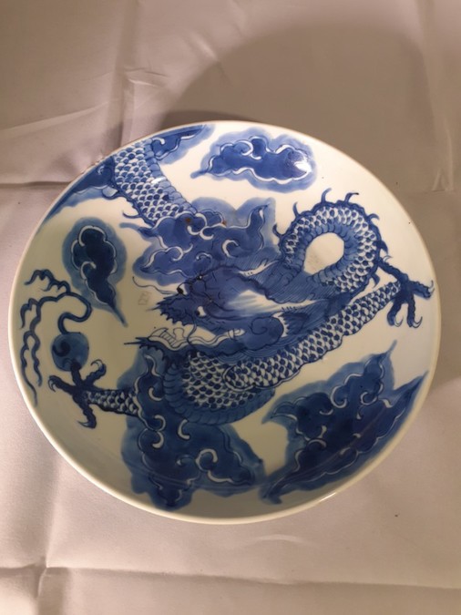 CHINESE, Qing, Yongzheng,  Blue & White Dragon Plate