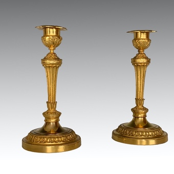 Antique Pair of Ormolu Candlesticks Louis XVI Style
