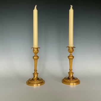 Antique Pair of Ormolu Candlesticks Louis XVI Style