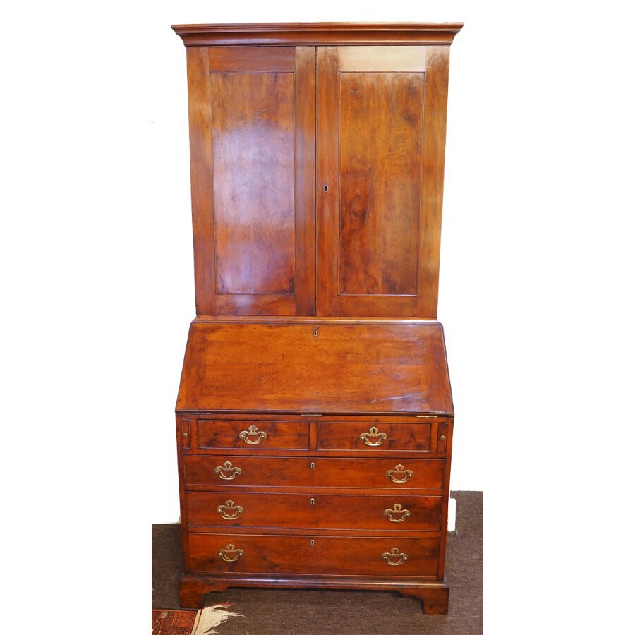 Rare George 2nd Yew-wood Bureau Bookcase