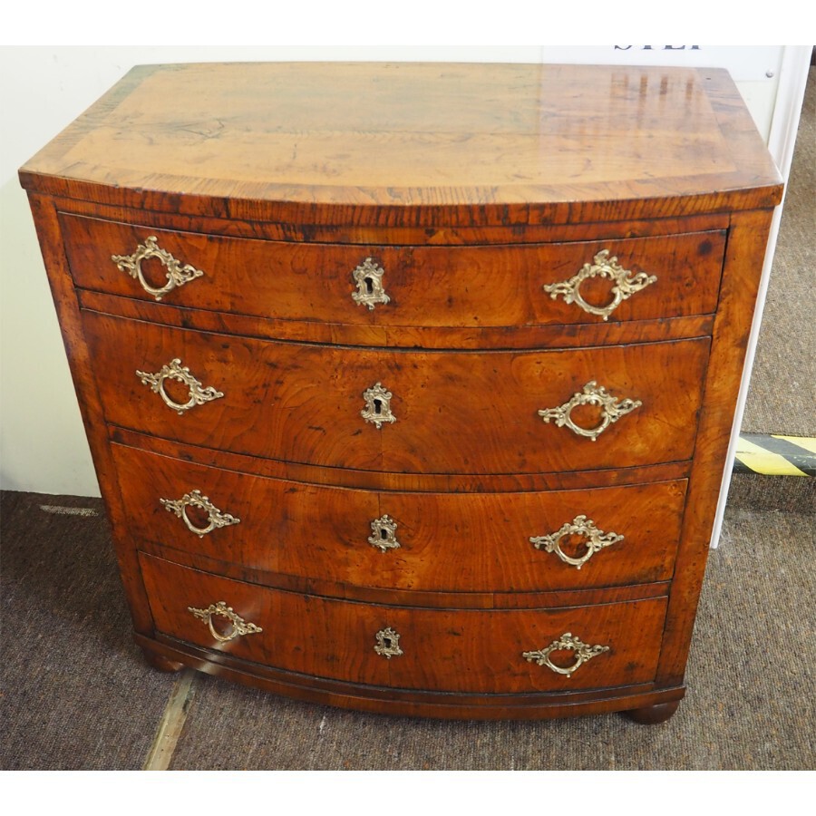 Gorgeous Small Early Elm Bow Front Chest