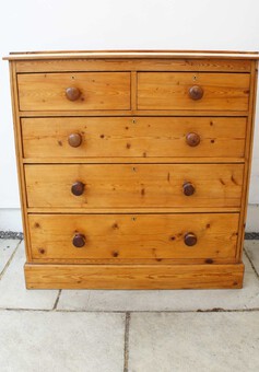 Antique Large Victorian pine chest of drawers 2 over 3, refurbished, rustic