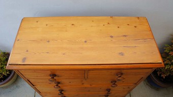Antique Large Victorian pine chest of drawers 2 over 3, refurbished, rustic