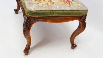 Antique Victorian carved Walnut needlepoint centre stool or salon stool