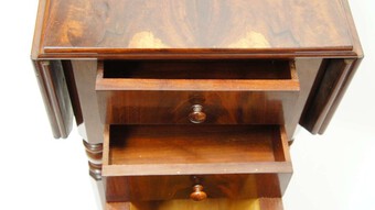 Antique Victorian Rosewood 2 drawer drop leaf work table lovely colour