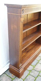 Antique Victorian Oak open bookcase adjustable shelves