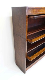 Antique 1920's 3 tier Oak sectional glazed bookcase