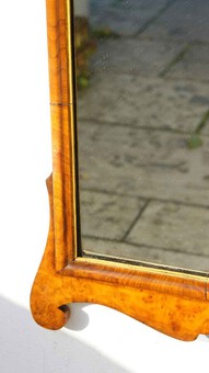 Antique Victorian Queen Anne style Burr Walnut pier mirror