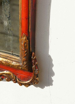 Antique Victorian  Queen Anne style  painted pier mirror, distressed plate