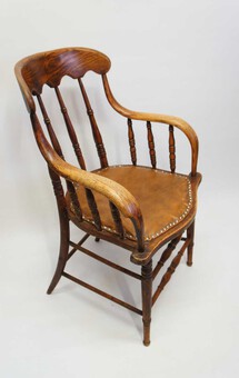 Antique Edwardian Oak bentwood office chair