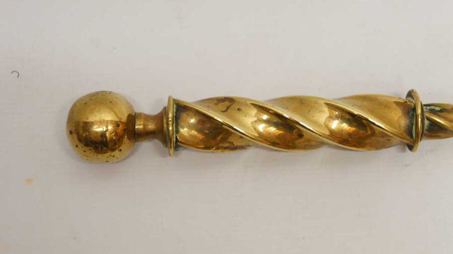 Antique Victorian 3 piece Brass fire irons or companion set